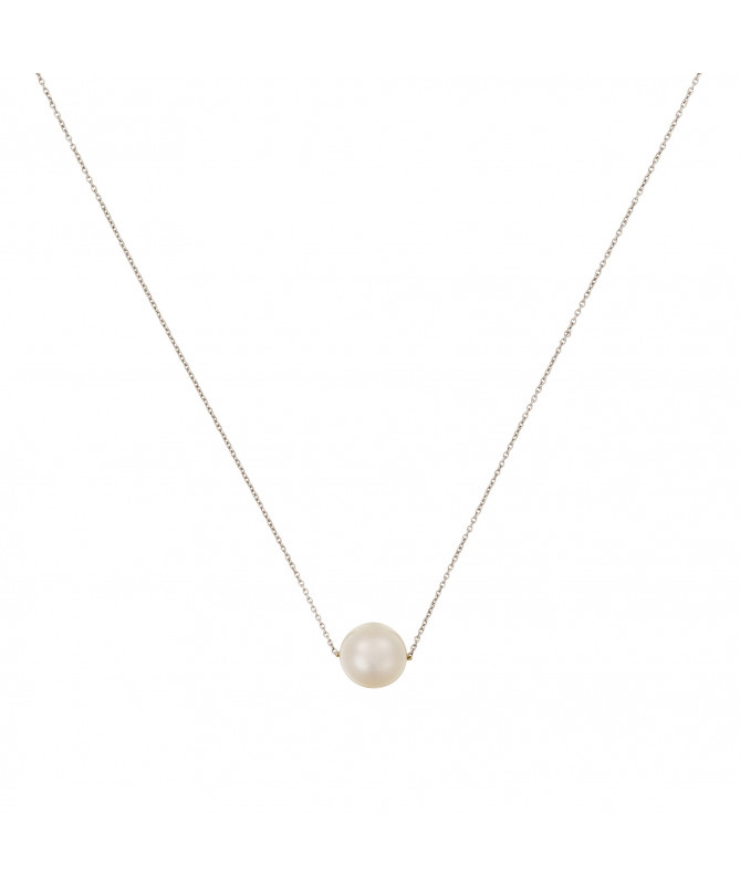 Collier Or Blanc 375/1000 "Single pearl"