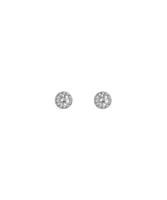 Boucles d'oreilles "Petits Ronds" Or Blanc 375/1000 et Zirconium