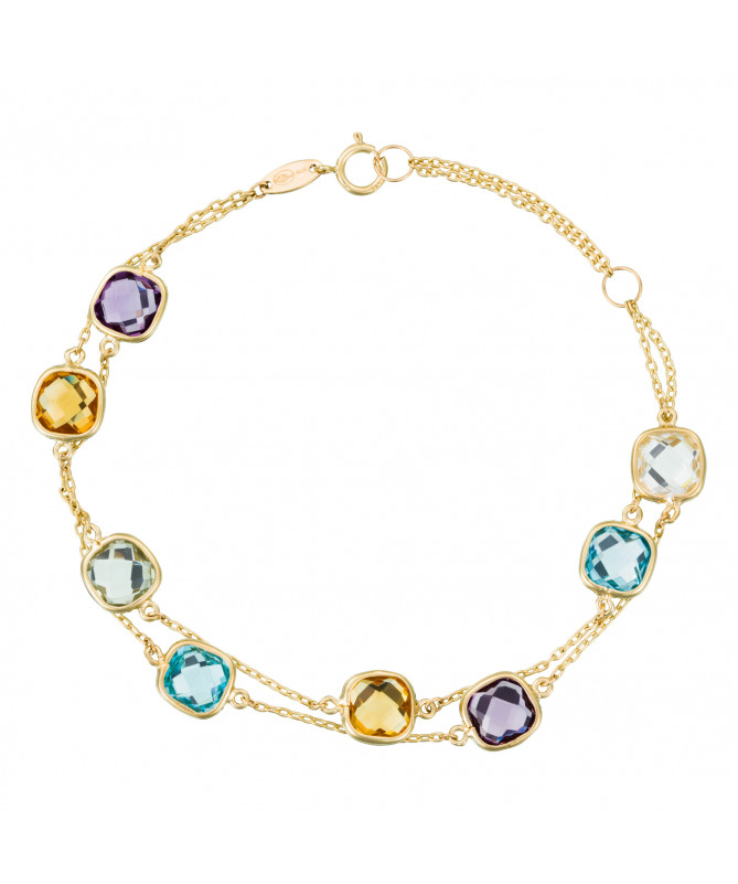 Bracelet "Pépites Multicolores" Or Jaune 375/1000
