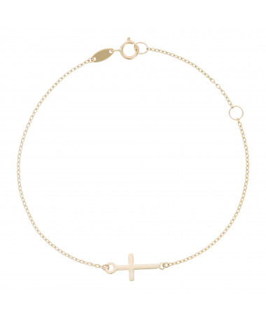Bracelet Or Jaune 375/1000 croix confiance