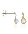 Boucles d'oreilles "Goutte Perlée" Or Jaune 375/1000 Perle Blanche