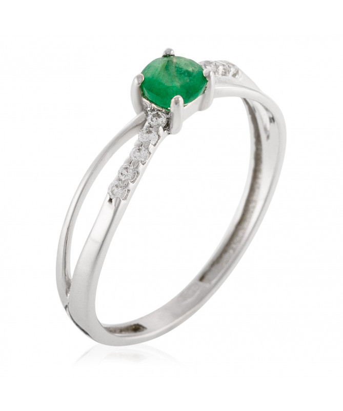 Bague Or Blanc 375/1000 "So Green"  0,24ct/1