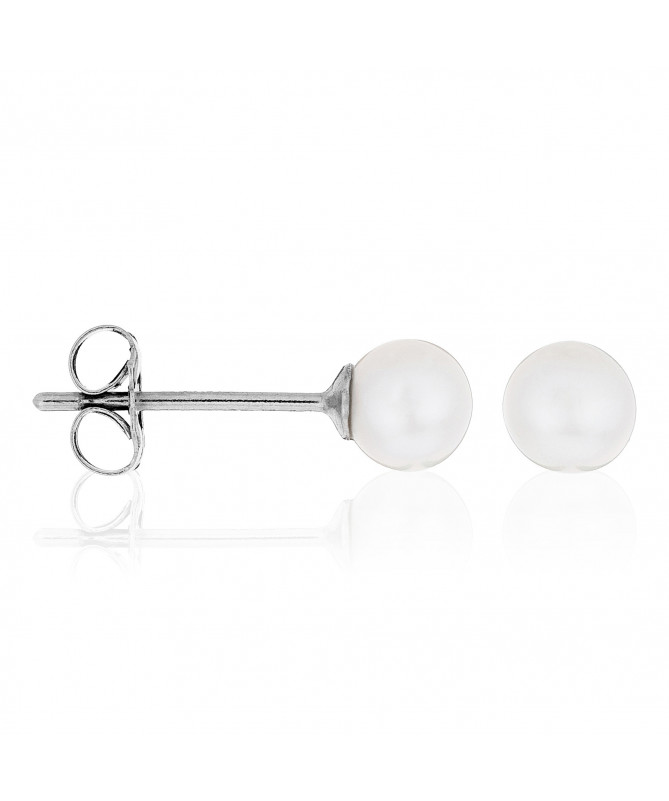 Boucles d'oreilles Or Blanc 375/1000 "My Pearl"  Perles Blanches