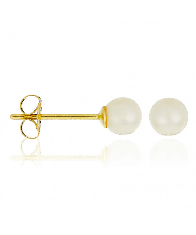 Boucles d'oreilles Or Jaune 375/1000 "My Pearl"  Perles Blanches