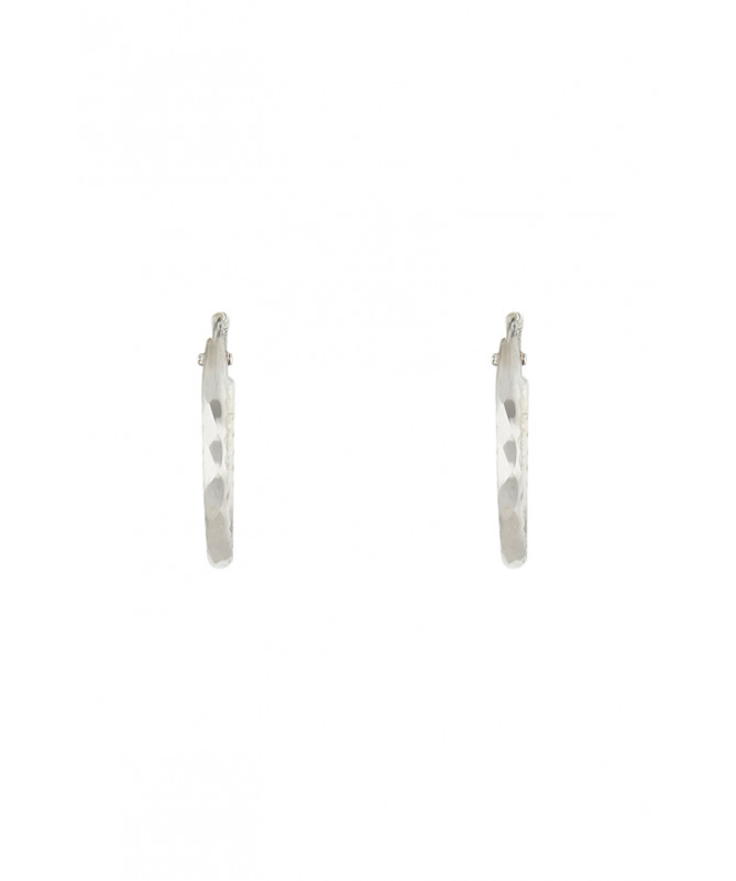 Boucles d'oreilles Or Blanc 375/1000 "Créoles twistées 10 mm"