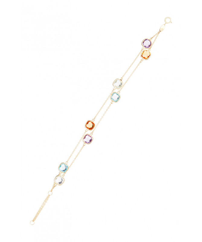 Bracelet Or Jaune 375/1000 multi-rangs " Multicolore "