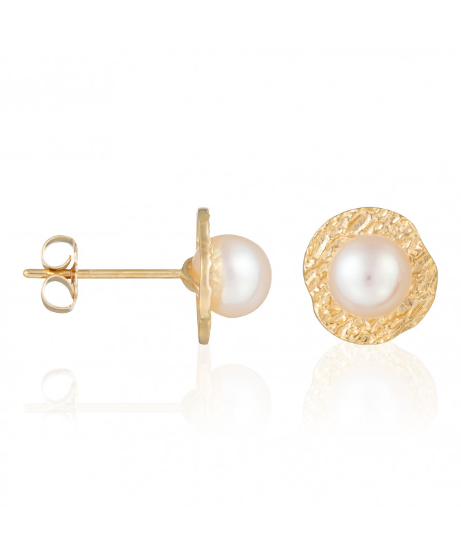 Boucles d'oreilles Or Jaune 375/1000  "Oesia Pearl"
