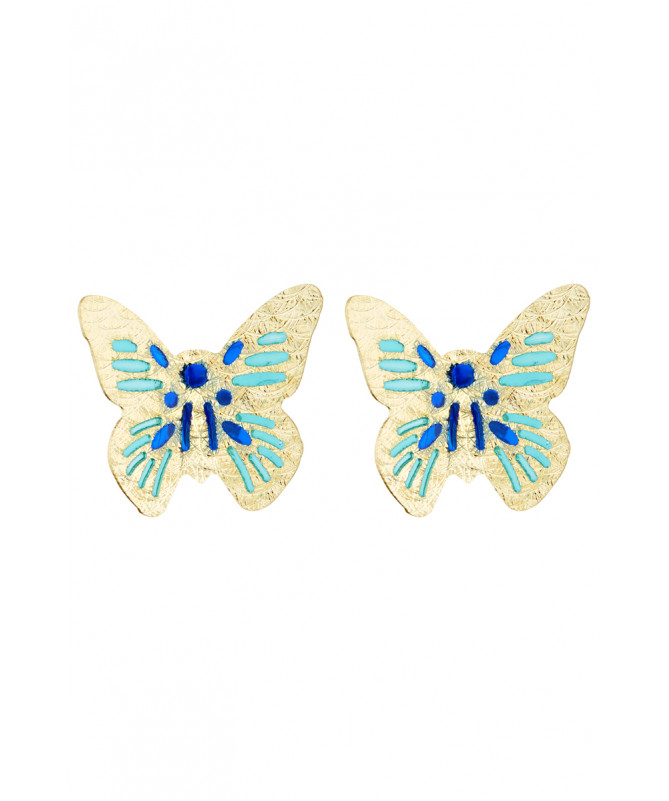 Boucles d'oreilles Or Jaune 375/1000 "Papillon Amoureux"