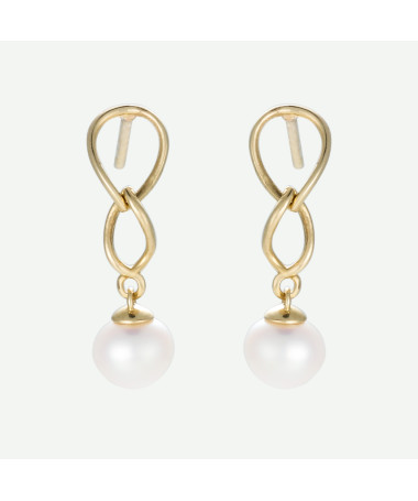 Boucles d'oreilles  "Dara" Or Jaune  375/1000 et perles blanche