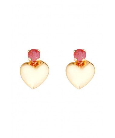 Boucles d'oreilles "Red heart" Or Jaune 375/1000