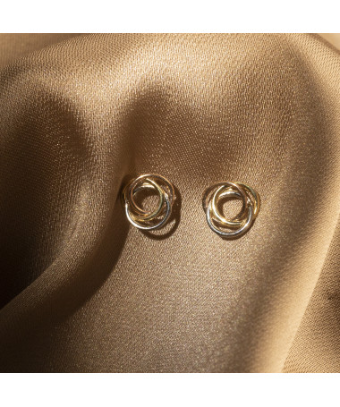 Boucles d'oreilles "Croisade" Or Jaune, Blanc et Rose 375/1000 et Zirconium